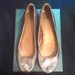 Belle by Badgley Mischka   Silver Sequin Slippers